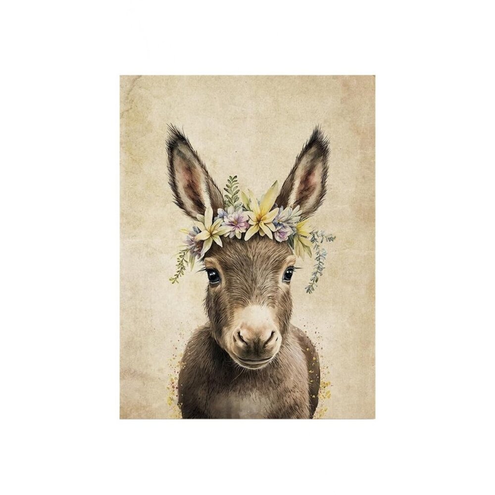 Donkey with a Wreath Unframed Canvas Wall Art  16" X 20"